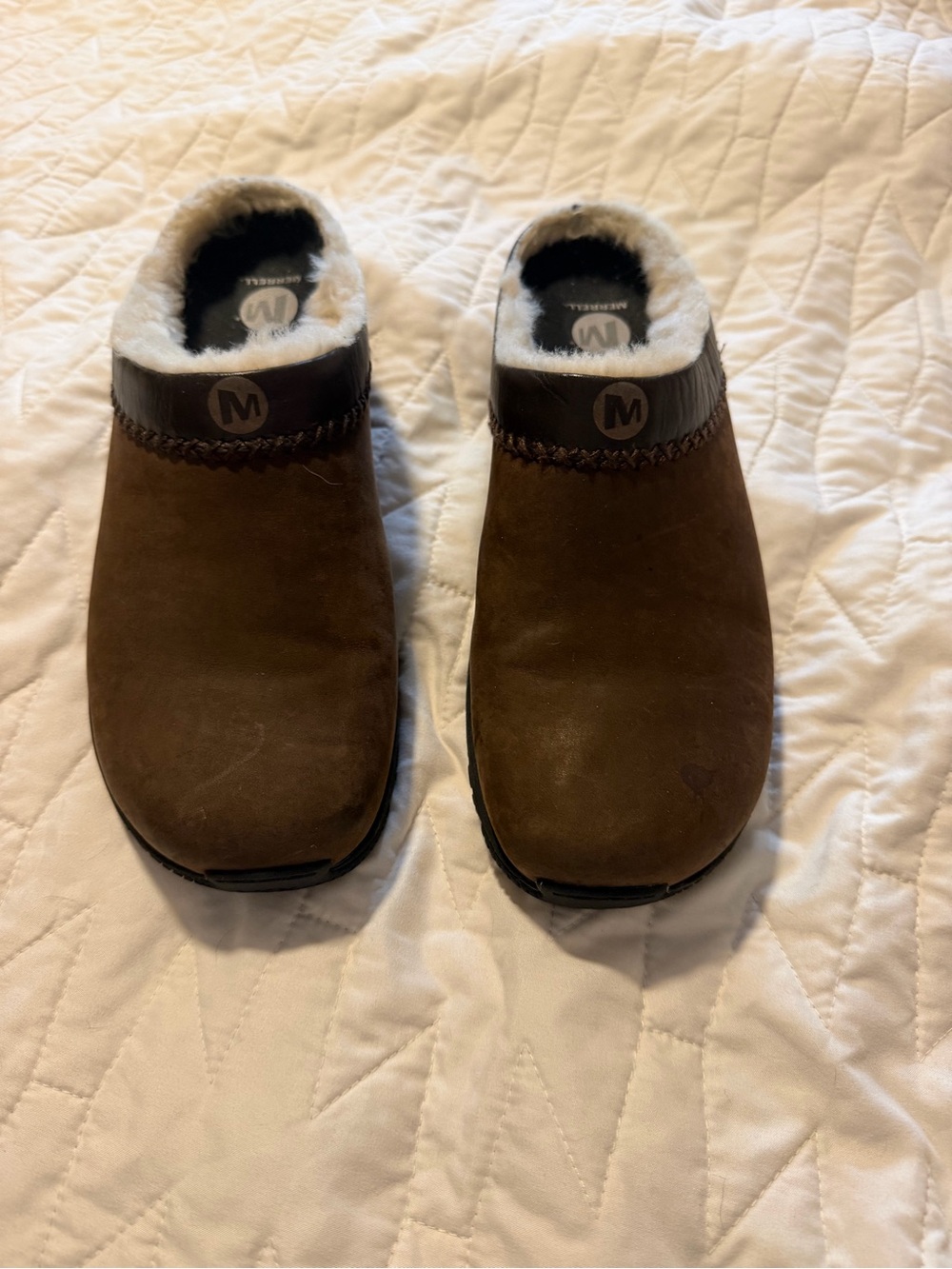 Merrell Women’s Ice Clogs Brown Suede Fleece-Lined Slip-On
